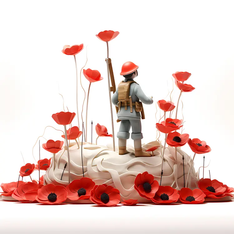 Lone Soldier with Poppies