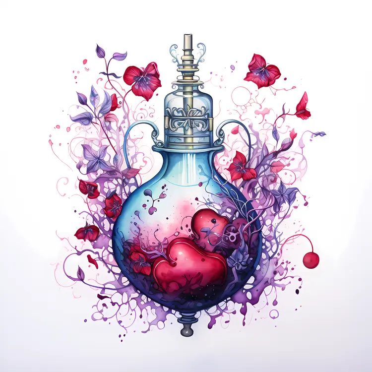 Heart Potion with Floral Design