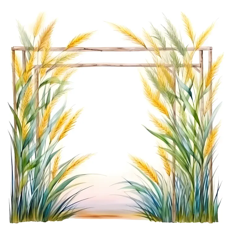 Rustic Wheat Stalks with Bamboo Frame
