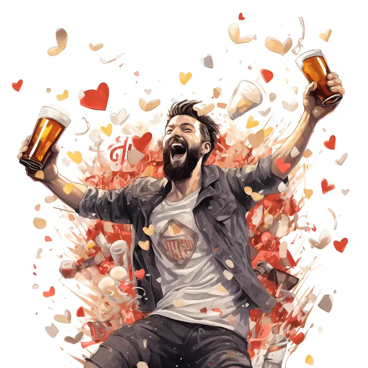 Excited Man Holding Beer