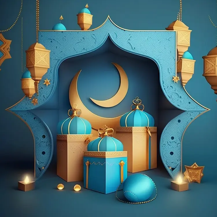 Crescent Moon and Gift Boxes for Eid Celebration