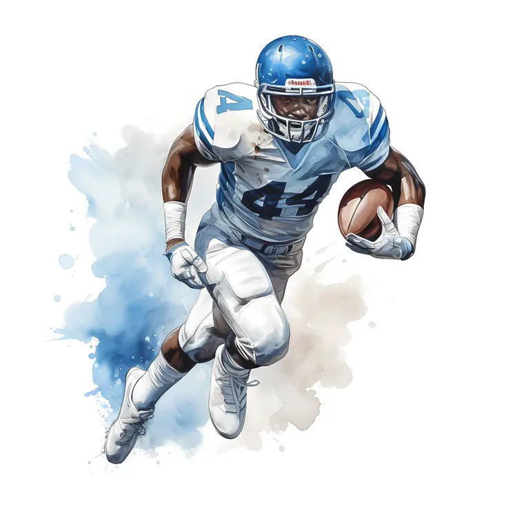 Football Player in Blue Uniform