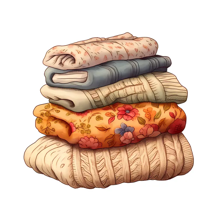 Colorful Stack of Folded Sweaters