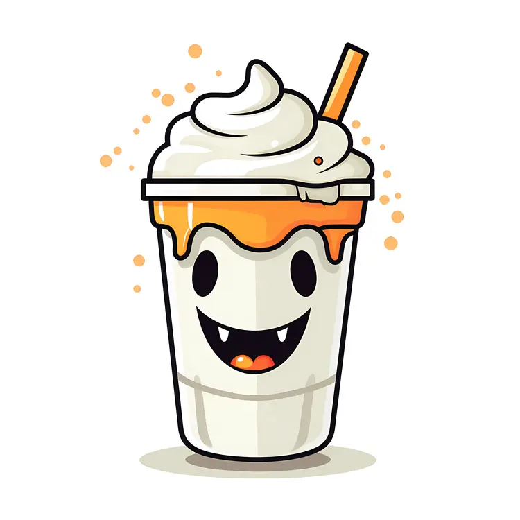 Ghost Milkshake with Whipped Cream for Halloween