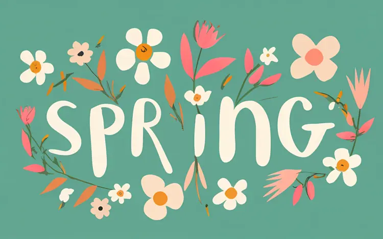 Spring Typography with Flowers