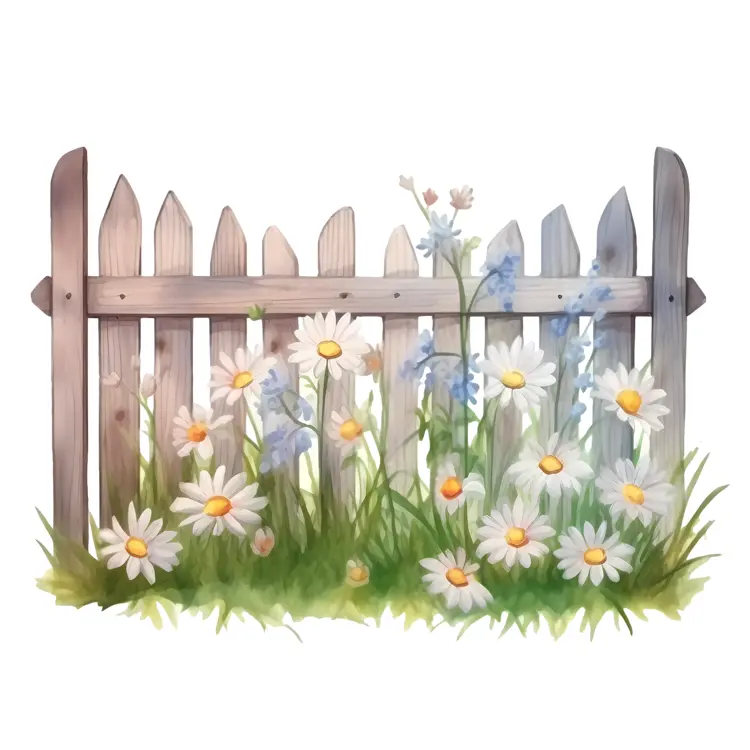 Wooden Fence with Colorful Flowers