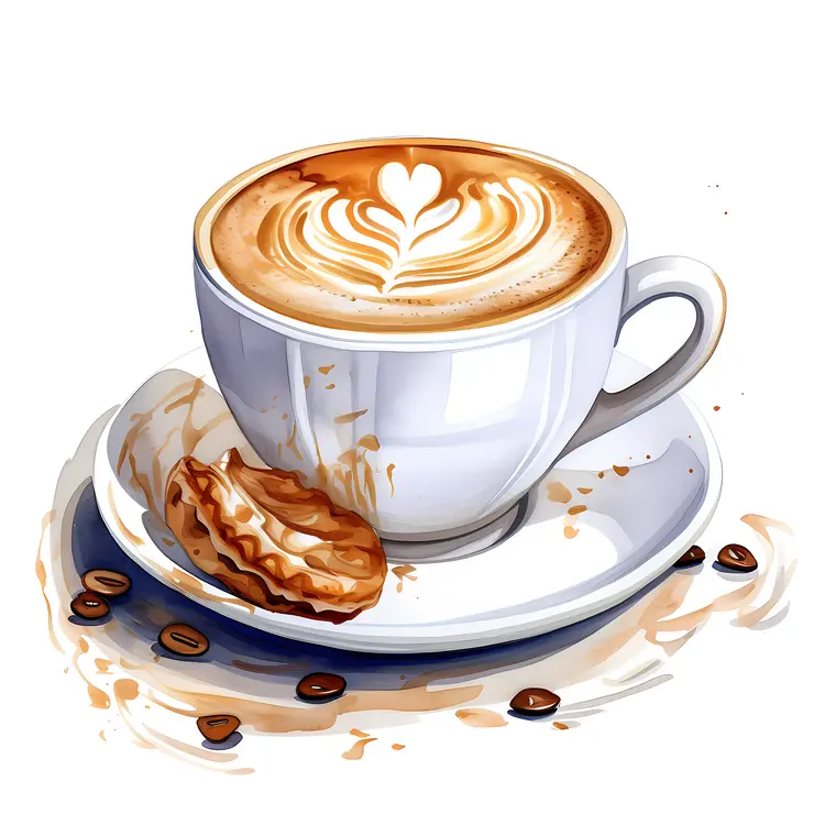 Latte Art Coffee with Pastry on the Side