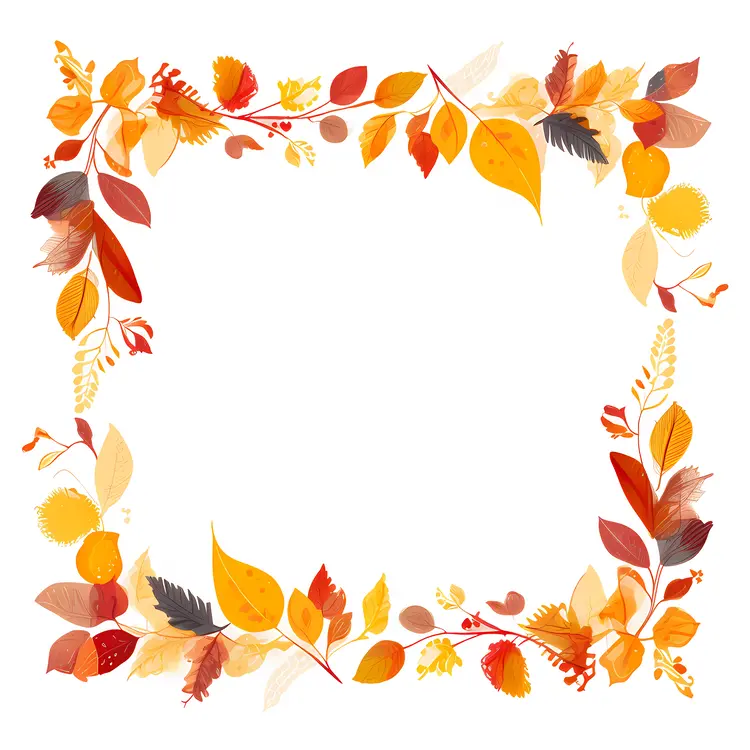 Decorative Frame with Autumn Leaves