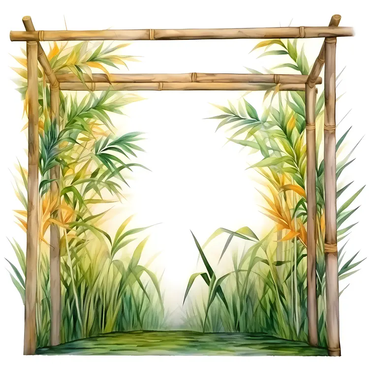 Bamboo Arch with Lush Greenery