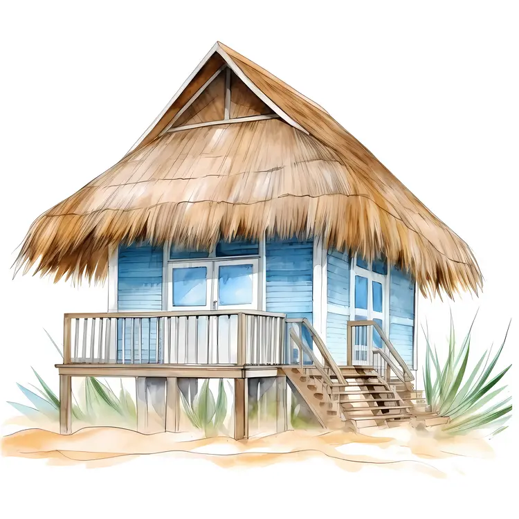 Thatched Roof Hut on the Beach