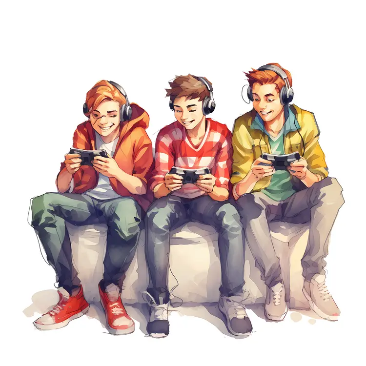 Boys Enjoying Video Games Together