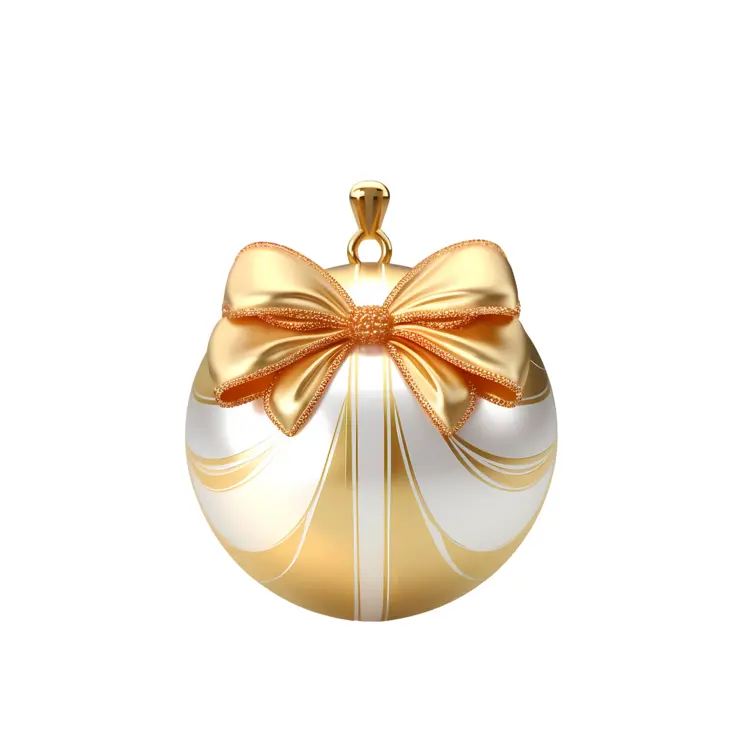 Gold and White Christmas Ornament with Bow