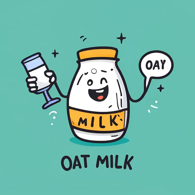 Oat Milk Bottle Cartoon with Glass