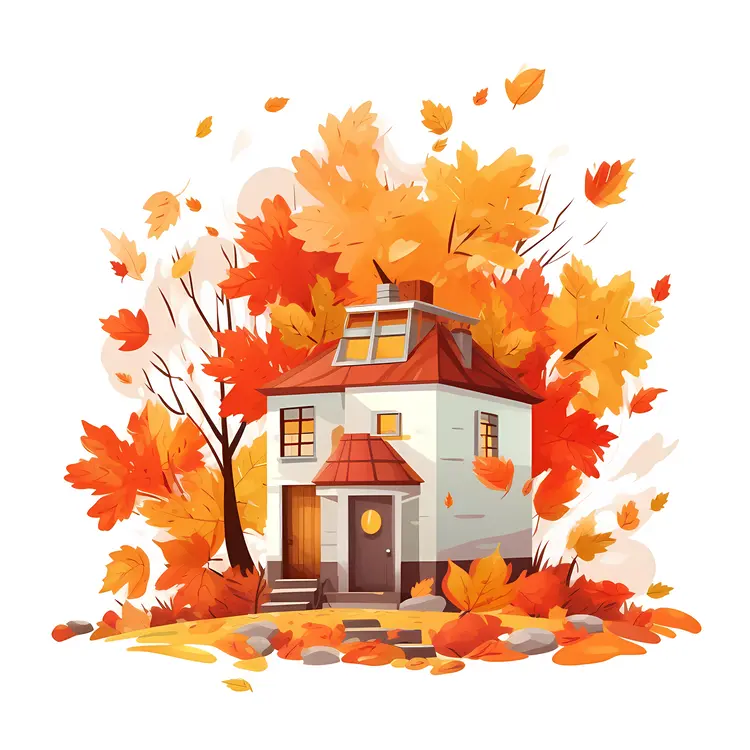Small Cute Doodle House in Autumn