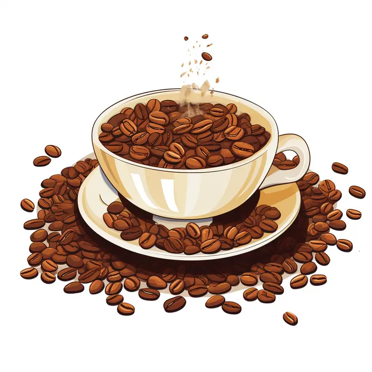 Coffee Cup with Beans Illustration