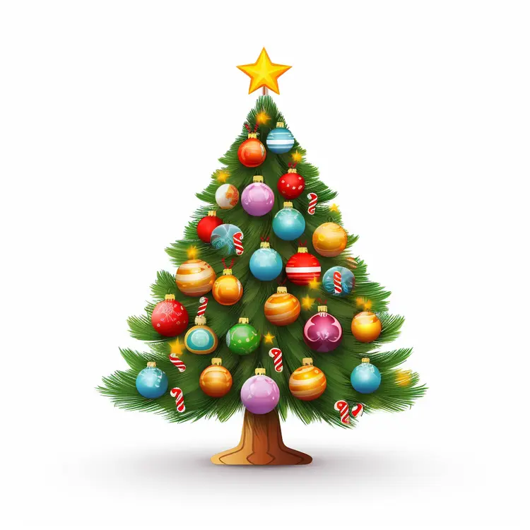 Decorated Christmas Tree with Star