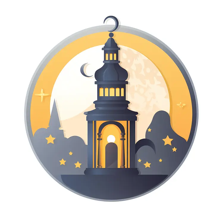 Tower with Moon and Stars