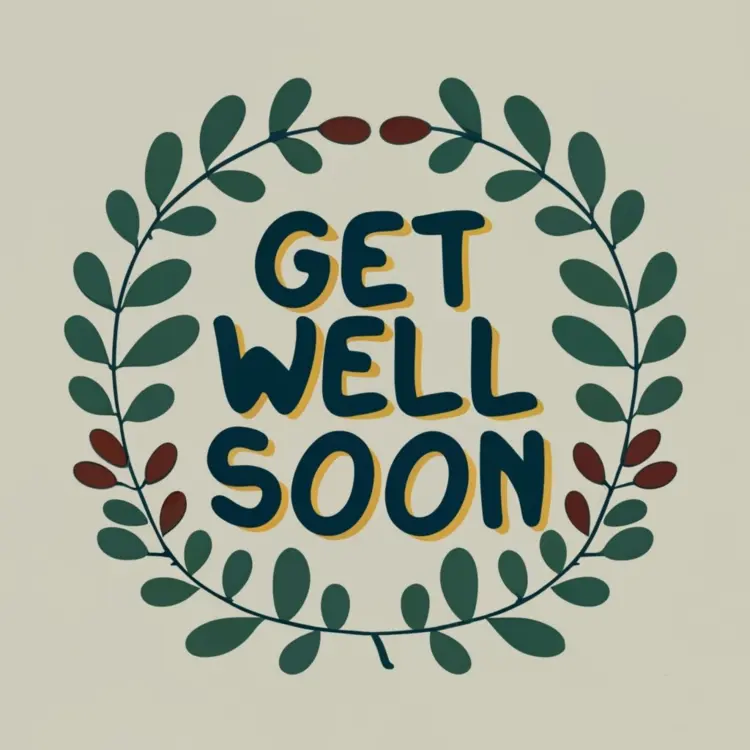 Get Well Soon Message with Leaf Wreath