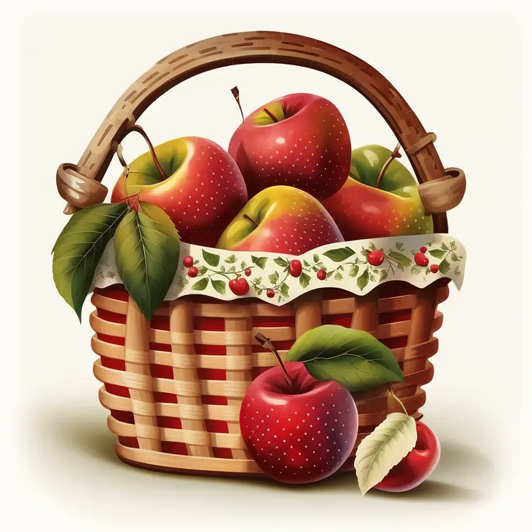 Fresh Apples in a Wicker Basket