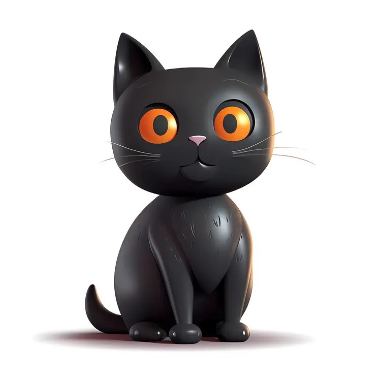 Cute Black Cat with Orange Eyes for Halloween