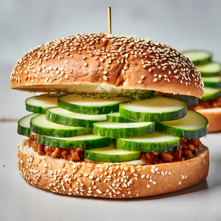 Cucumber Burger with Sesame Bun