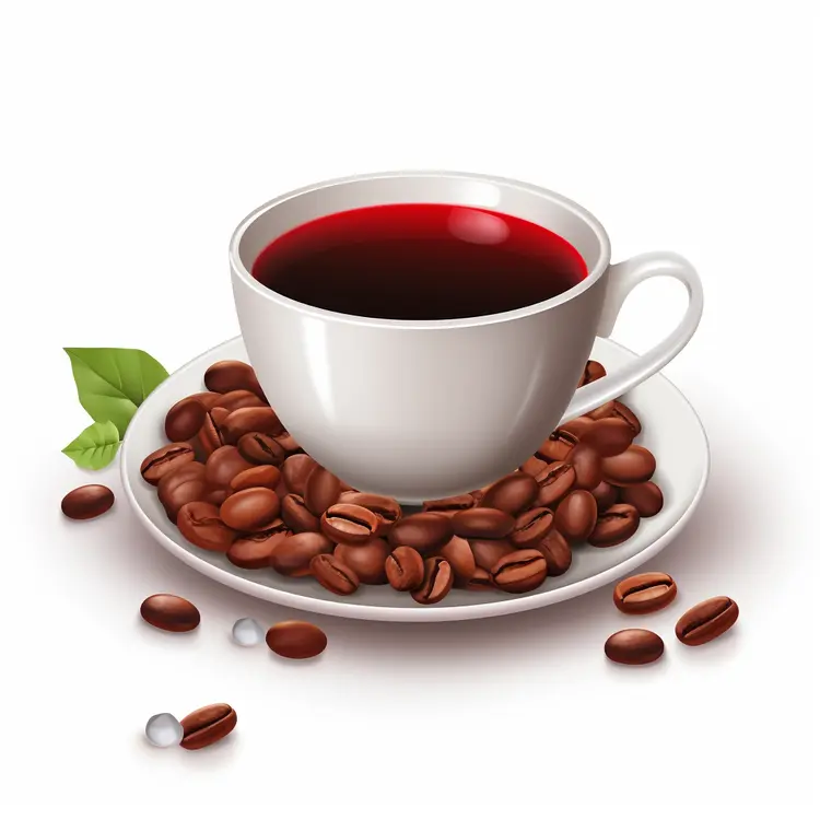Coffee Cup with Beans on Saucer