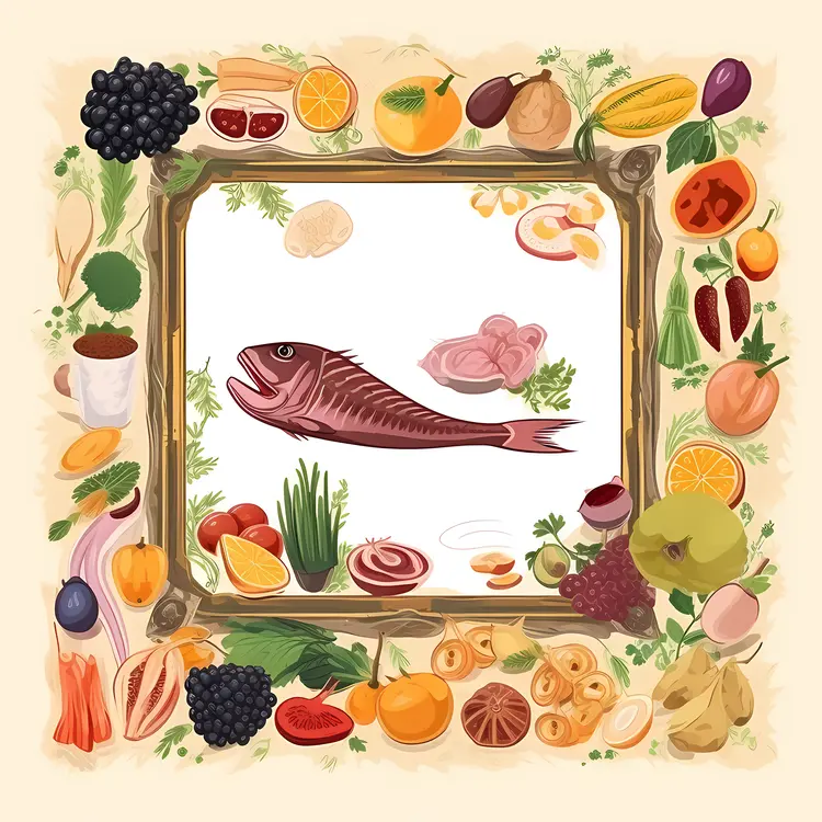 Fish and Ingredients in a Culinary Frame