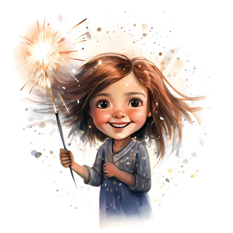 Happy Child Holding Sparkler