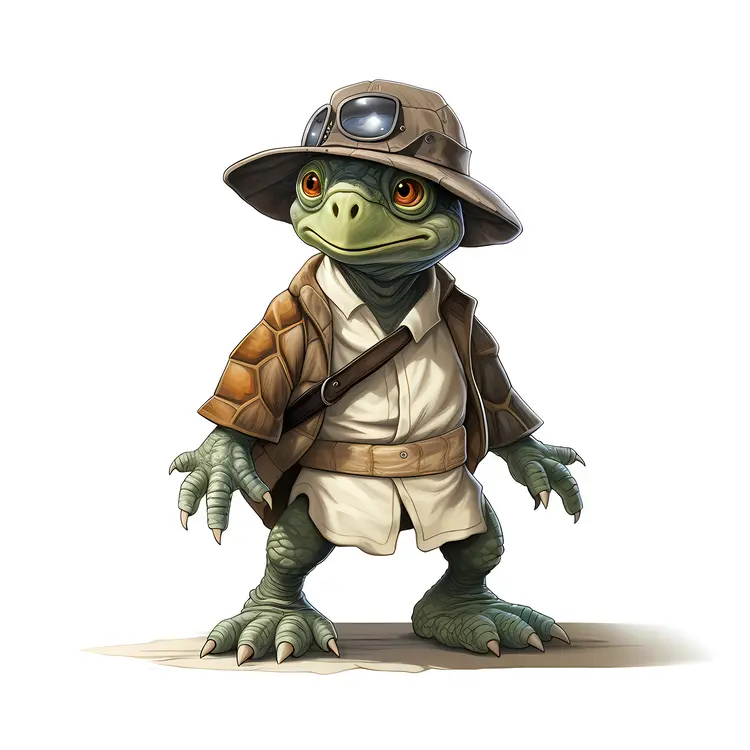 Cute Explorer Turtle in Adventure Outfit