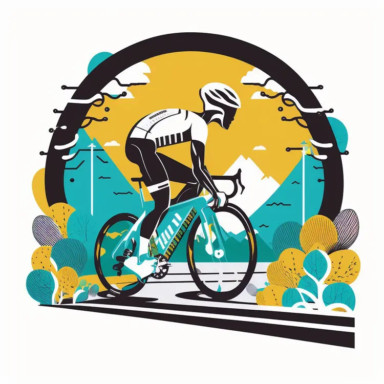 Cyclist Riding Bicycle in Scenic Mountain Landscape