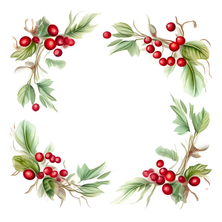 Red Berries and Green Leaves Holiday Decoration