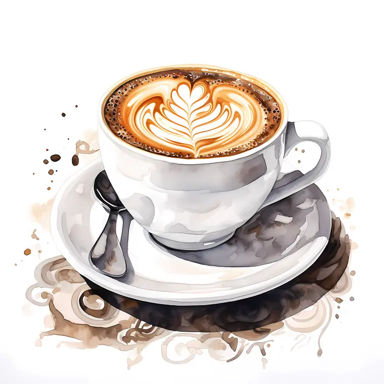 Classic Latte Art in White Cup