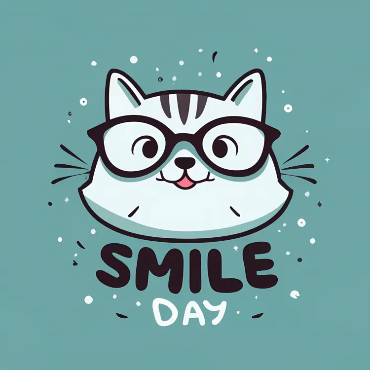 Cute Cat with Glasses for Smile Day