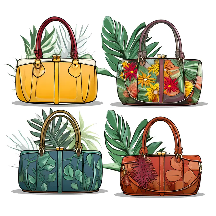 Colorful Tropical Handbags with Floral Patterns
