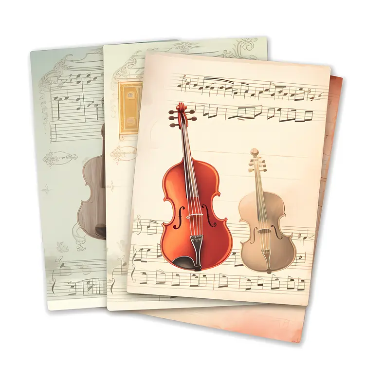 Beautiful Violin on Music Sheets