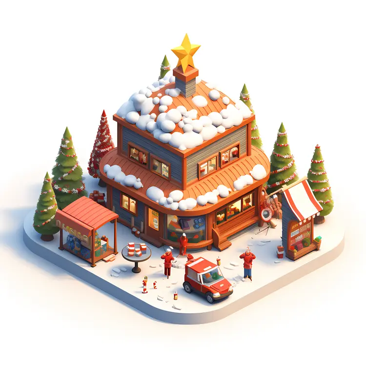 Snow-Covered Christmas Shop