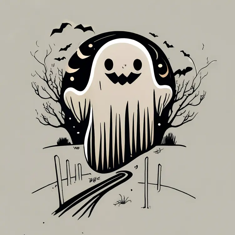 Smiling Ghost in Spooky Night