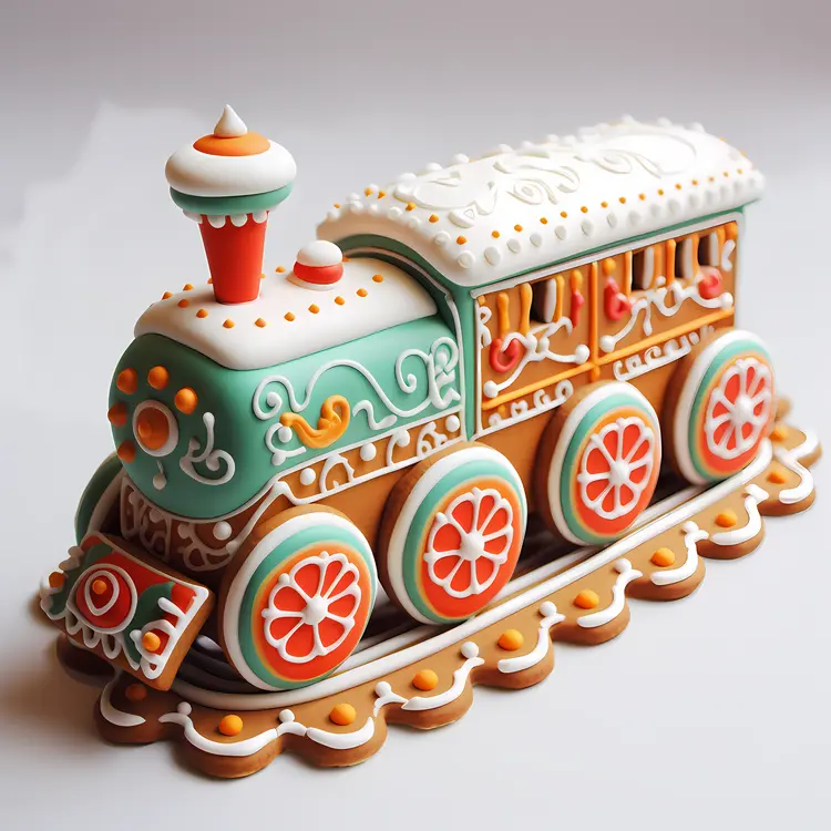 Decorative Gingerbread Train with Icing