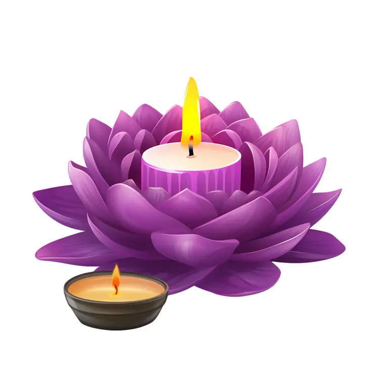 Purple Lotus Candle with Small Candle