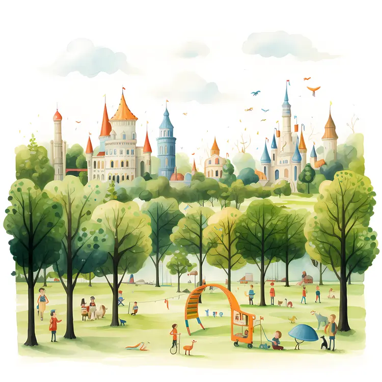 Fairytale Castle in a Lively Park