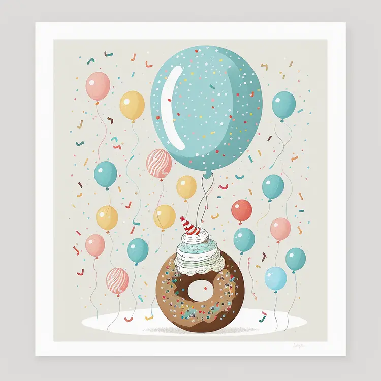 Donut with Balloons for Birthday Celebration