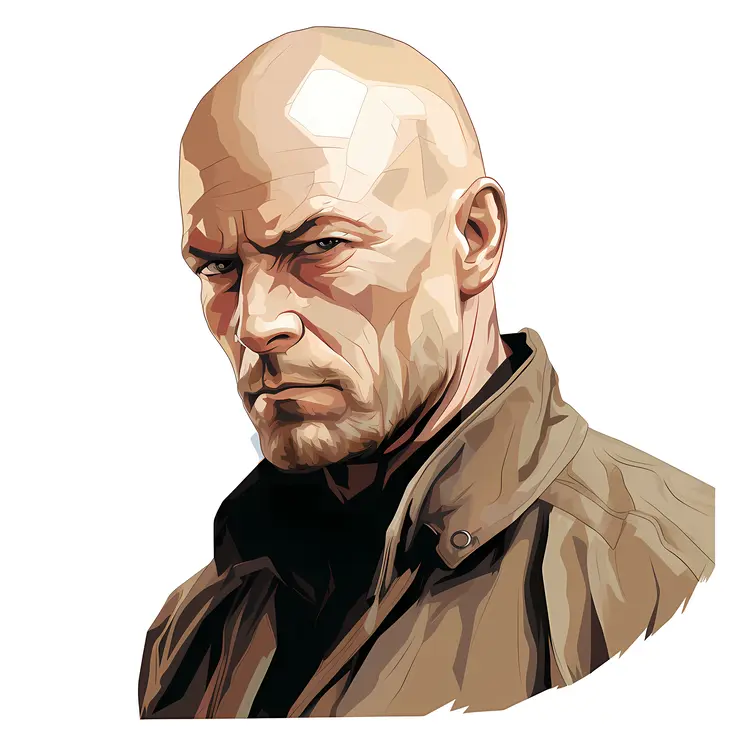 Serious Cartoon Character with Intense Expression