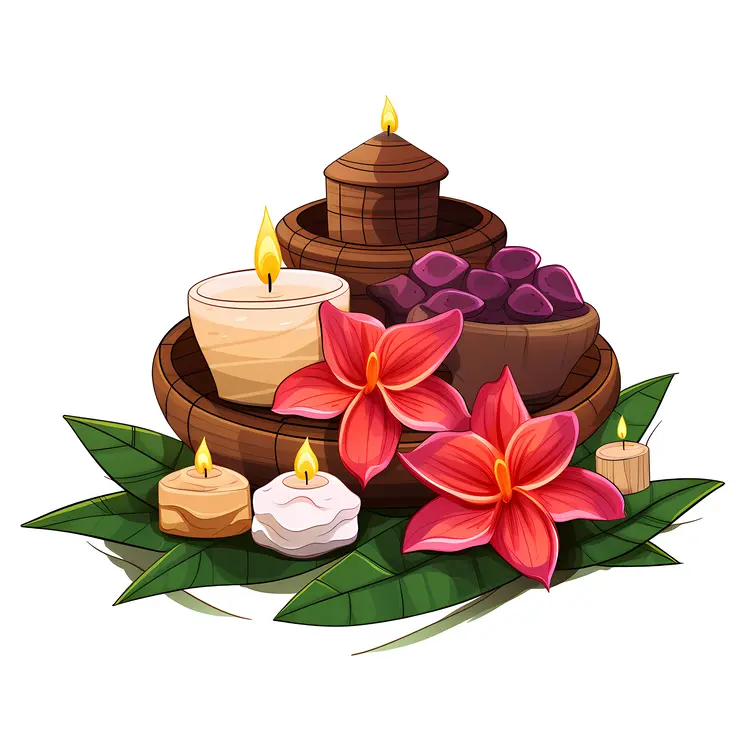 Spa Candles and Flowers for Relaxation