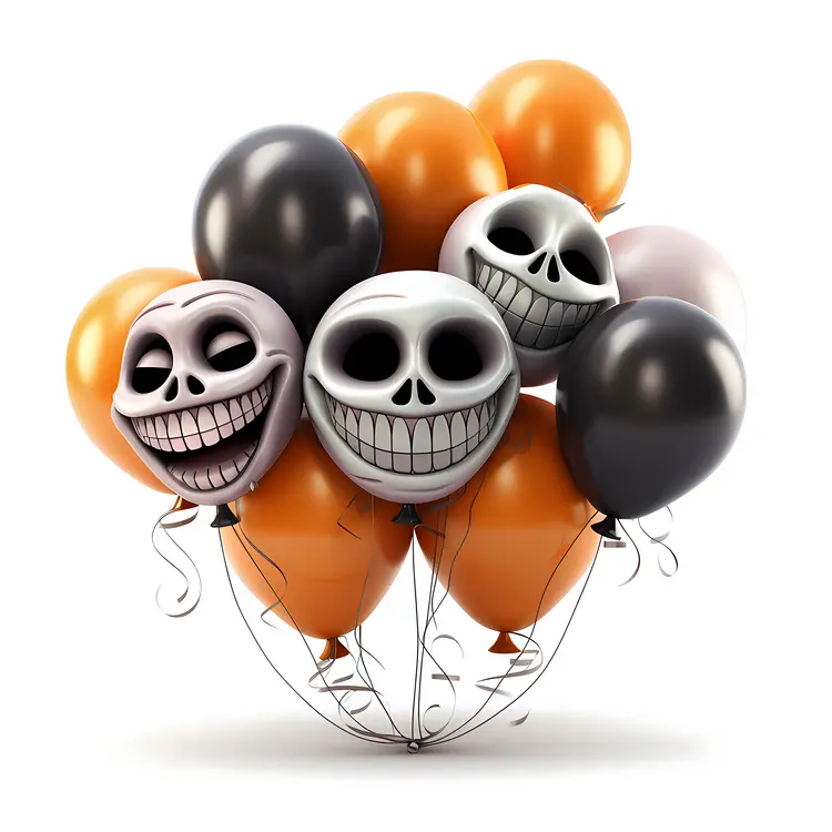 Halloween Skull Balloons Illustration