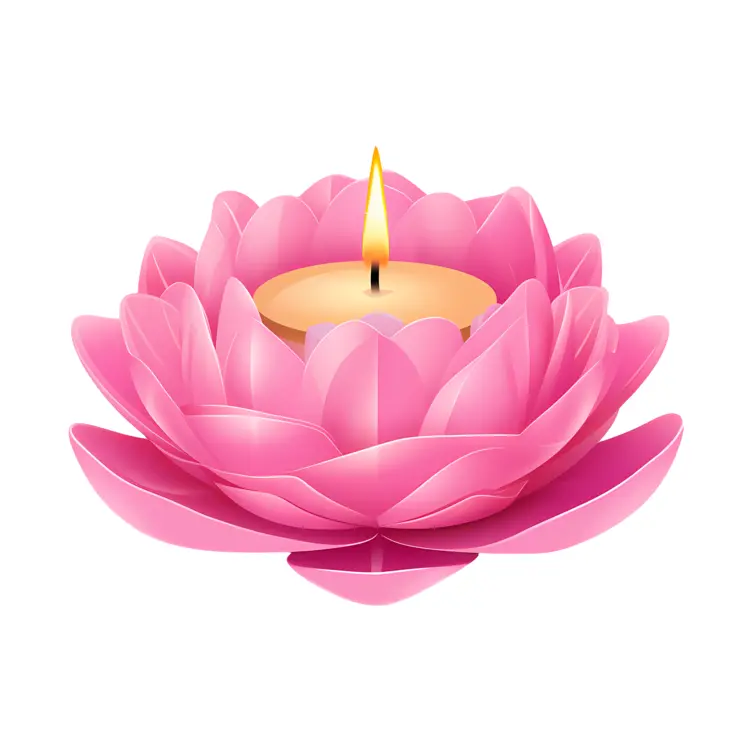 Pink Lotus Candle with Flame