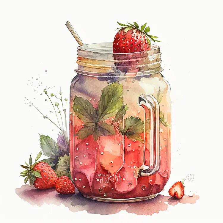 Refreshing Strawberry Drink in Mason Jar