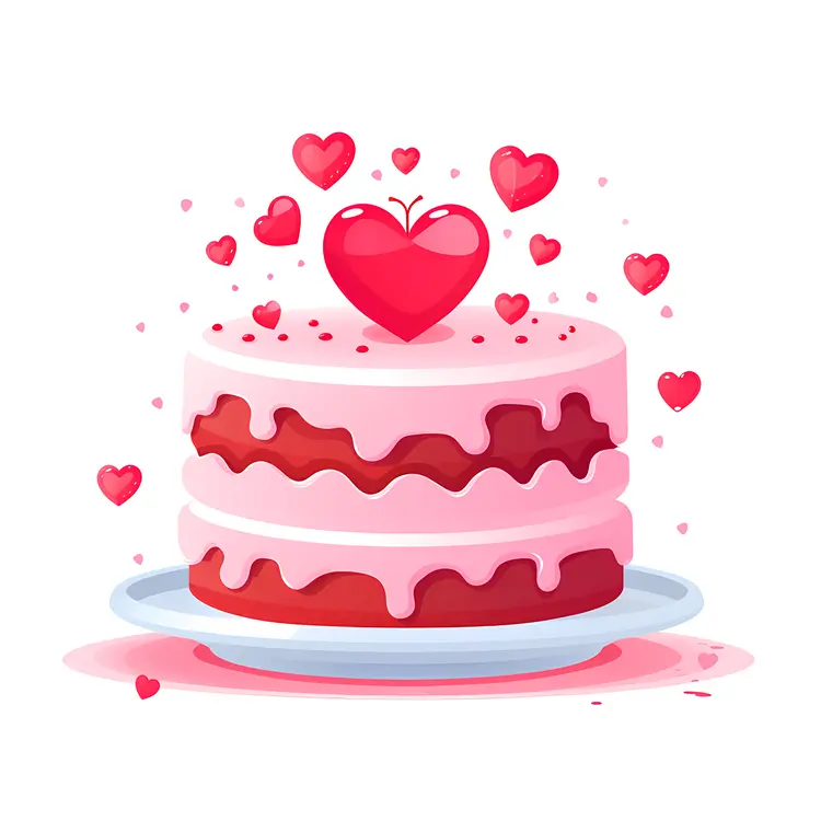 Pink Heart Cake with Cherry Topping