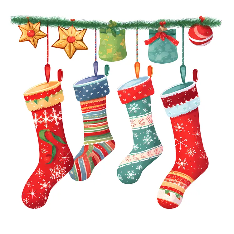 Hanging Christmas Stockings with Presents