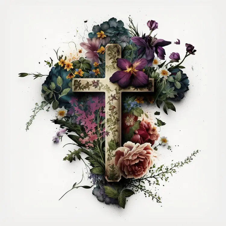 Floral Cross Symbol for Easter Celebration