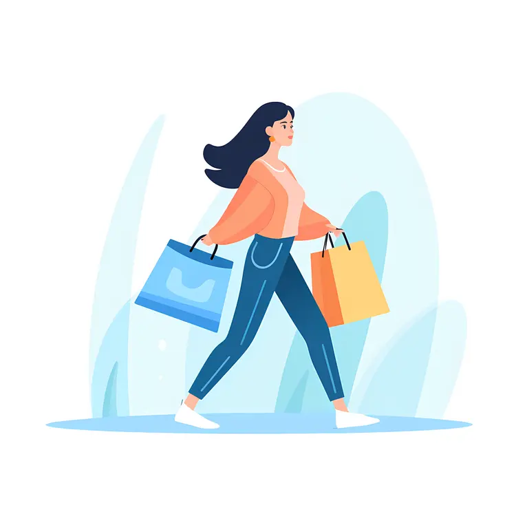 Woman Walking with Shopping Bags